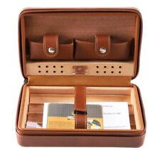 Travel Cigar Humidor Cedar Wood Humidity Box Leather Cigars Case Holder Portable picture