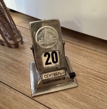 Vintage Original Soviet USSR Perpetual Desk Calendar Metal picture