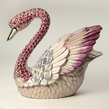 Bejeweled swan trinket box, Faberge  figurine with crystals in silver/pink picture