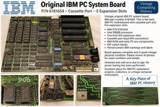 Vintage IBM PC 8088 System Board 6181654 Cassette Port 5-Slot Motherboard picture