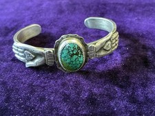 Vintage Sweet Bird Studio Sterling Turquoise Cuff Bracelet Rare picture