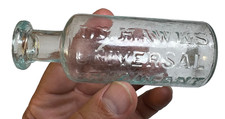 Antique 1861 Dr Hawks Bottle Open Pontil Applied Lip Civil War Era Manchester NH picture