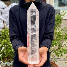3.28LB Large Natural Clear White Crystal Obelisk Transparent Quartz Energy picture