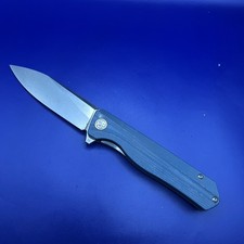 Petrified Fish Folding Knife Blue G10 Handle D2 Plain Edge picture