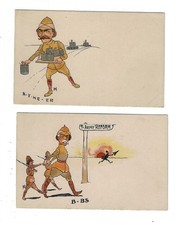 2 British Military Caricature Second Boer War Puzzle Postcards 5332 picture