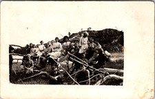 Large Family Group Outdoor Gathering RPPC Real Photo Postcard Antique VTG picture