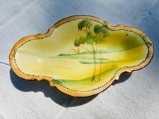 Antique NIPPON NUT DISH Candy Handpainted BOWL DISH Trinket Japan Porcelain Lake picture