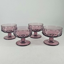 4 MCM Indiana Glass Kings Crown Thumbprint Plum Amethyst Sherbet Compotes picture