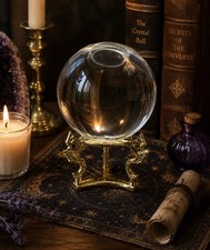 Amlong Crystal Clear Ball Sphere 110mm 4.2” Gold Dragon Stand NIB picture