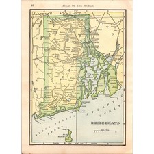 Vintage Map of Rhode Island and Massachusetts 1910 Map SL1 picture