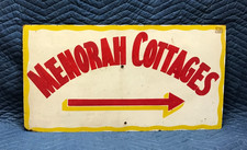 Antique 1940's VTG 16x30 Wood 1940's MENORAH COTTAGES Sign Man Cave Old 33-26B picture