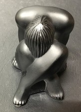 LALIQUE France “NU ASSIS NOIR” Black Seated Nude 2.5” Tall Mint picture