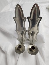 Vintage Stieff Wall Mount Sconces Hanging Pewter Candle Holders  Baltimore MD. picture