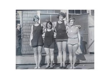 1925 Flapper Bathing Beauties Wool Swimsuits Glass Plate Negative Beach OOAK picture