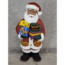 Walmart Black African American Santa Claus Christmas Figurine Holding Gifts 9.5