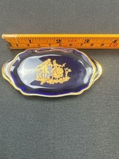 Limoges Cobalt Blue Gold Courting Couple Miniature Tray picture