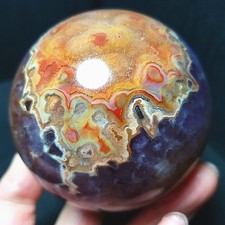 RARE 383g Natural Polished Banded Agate Amethyst Symbiosis Crystal Ball A5073 picture