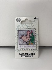2026 SeaWorld Orlando Pass Member Exclusive Axolotl Postage Stamp Enamel Pin picture