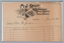 1899 Scranton PA M.J. Kelly Lackawanna Steam Bakery Confectionery Billhead picture
