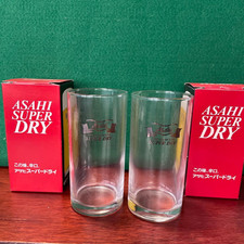 Asahi Super Dry Beer Glasses 6 Ounce Set of 2 with Box Rare from Japan picture