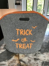 Vintage Large Sturdy Felt Built in Handle Halloween Trick or Treat  Bag Sh picture