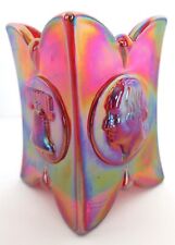 JOE ST. CLAIR ART GLASS SQUARE BICENTENNIAL TOOTHPICK HOLDER RED CARNIVAL  picture