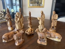 Rare 12-Piece Iraqi Christian Hand-Carved Wood Nativity Set Baghdad 2009 picture