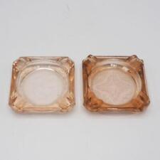 Jeannette Peach Pink Adam Depression Glass Square Mid Century Lot of 2 picture