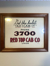1930s Hand Painted Sign Red Top Cab Co Olympia WA Messegee Signs Vintage Taxi picture
