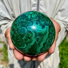 1.74LB Rare Natural Malachite quartz hand Carved sphere Crystal Healing Gem ball picture