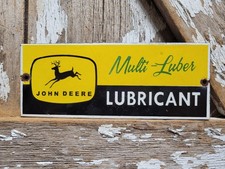 VINTAGE JOHN DEERE PORCELAIN SIGN OLD FARM TRACTOR EQUIPMENT LUBRICANTS RANCH picture