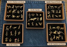 Huge metal trinket miniatures Lot Five sets of 12 Animals, holiday, Halloween picture