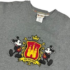VTG Walt Disney World Disney Parks Embroidered Cotton Sweatshirt Gray • Large picture