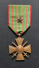 WW1. FRANCE. CROIX DE GUERRE WAR CROSS MEDAL 1917. BRONZE STAR. ORIGINAL RIBBON. picture