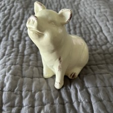 Distressed Off White PIG Figurine Farmhouse Country 5” Decor picture