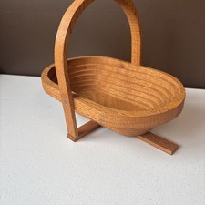 Handmade Collapsible Wooden Basket 11x7x9