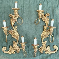 Vintage Palladio Handcrafted Wall Scones Italy Gold Gilt Hanging Decor Hollywood picture