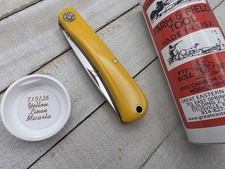 GEC Great Eastern Cutlery #71 Farm & Field Bull Nose 715126 Yellow Linen Micarta picture