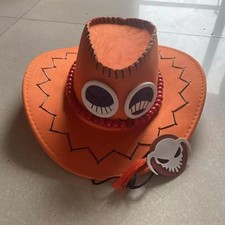 One Piece Portgas D. Ace Cowboy Hat With Beads Hat Anime Cosplay Cap. Luffy picture