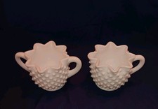 Fenton Art Glass HOBNAIL Milk White Creamer & Sugar star-shaped edge 3