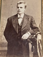 Nice Antique Cabinet Card Victorian Young Man Photo Photograph 4” picture