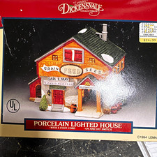 Lemax Dickensvale Grain Feed Seed Earl E. May Porcelain Lighted Christmas House picture