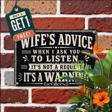 Wife Advice Sarcastic Tin Sign Funny Marriage Living Room Metal Decor Plaque picture
