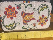 Native American Ojibwe Floral Beaded Clutch purse Wallet Gala  Contemporary Art picture