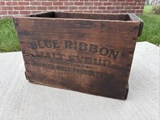 Vintage Blue Ribbon Malt Syrup Crate Premier Milwaukee Peoria Heights Box Pabst? picture