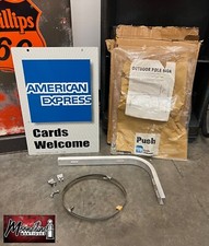 NOS - Vtg. AMERICAN EXPRESS Sign w/ Hanging Bracket picture