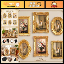 6 Vintage Gold Picture Frames Set for Wall & Tabletop Decor - Lineshading picture