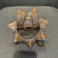 Antique Victorian Bubble 7 Point Star Painted Goofus Glass Magnifier Easel EUC picture