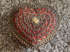 Vintage Heart Shaped Edwardian Collar Studs Jewelry Box (See Pictures) picture
