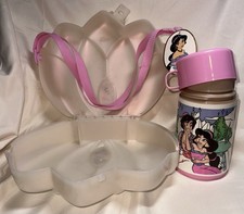 Vintage 1992 DISNEY Aladdin Jasmine Lotus Flower Lunch Box Kit W/ Thermos NWT picture